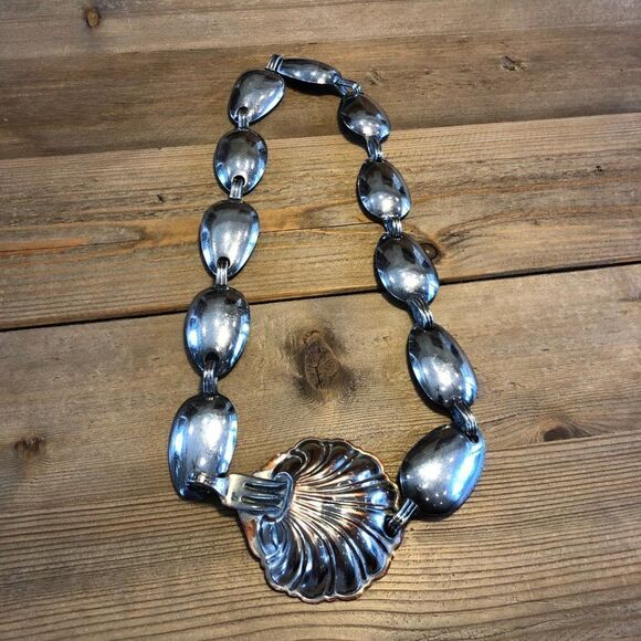 Vintage Silver Color Spoon belt with Sterling Silver Cocktail Fork